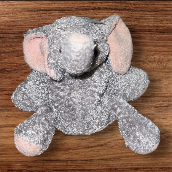 Vtg Rare E&J Classic Elephant Stuffed Gray Pink Plush Blue Ribbon - Picture 2 of 4